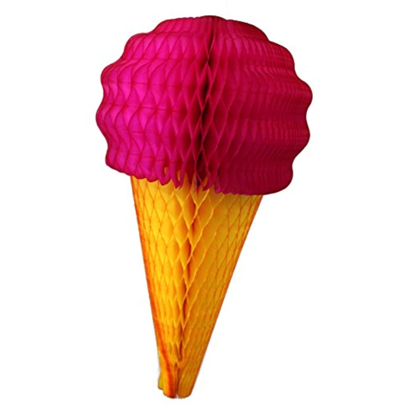 3-Pack 20 Inch Tissue Ice Cream Decoration, Cerise