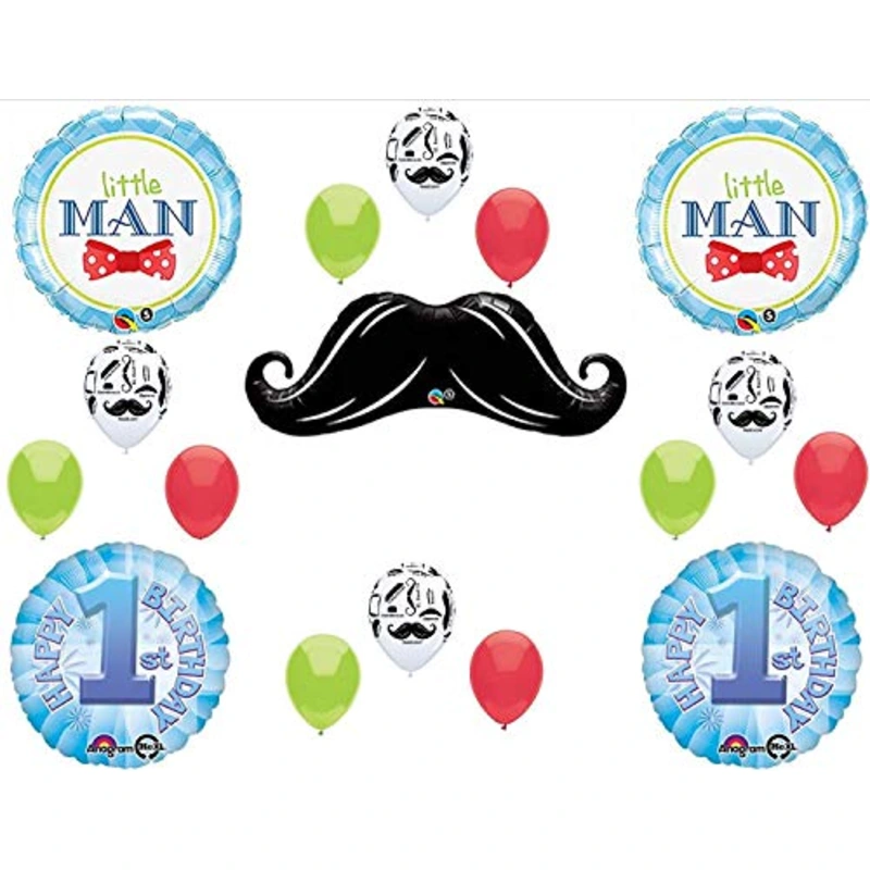 LITTLE MAN MUSTACHE 1st BIRTHDAY Balloons Decorations Supplies….17 pieces!